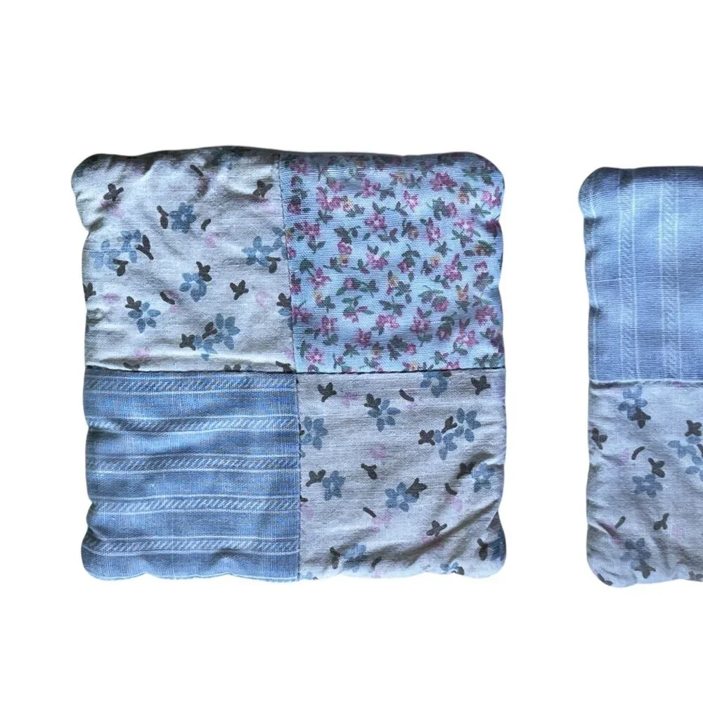 Floral Patchwork Quilted Coasters Set Of 3 Handmade blue white Pink VTG